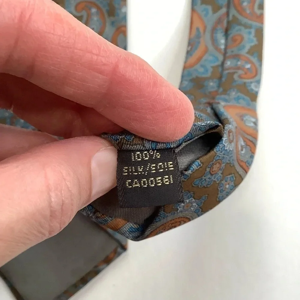 2/$30 MR BIG & TALL Brown Paisley Foulard Silk Tie - Picture 10 of 13